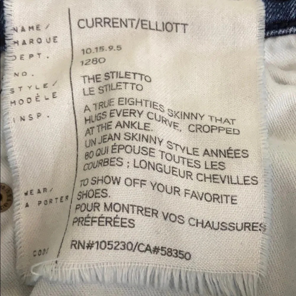 Current Elliott Flocked Dot The Stiletto Jeans - Size 25 - Picture 6 of 7